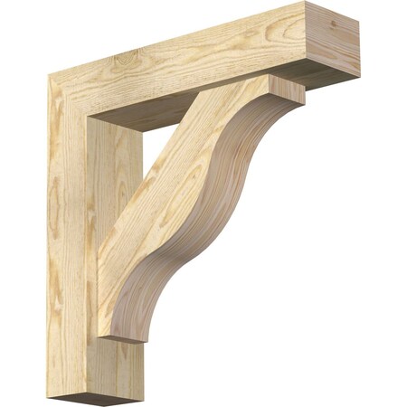 Ekena Millwork Funston Block Rough Sawn Bracket w/ Offset Brace, Douglas Fir, 6"W x 24"D x 24"H BKT0604X24X24FST05RDF